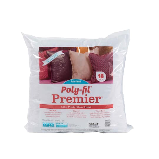 Michaels, Poly-Fil® Premier™ Ultra Plush Pillow Insert, 18" x 18" – Category: Pillow Forms & Fillings